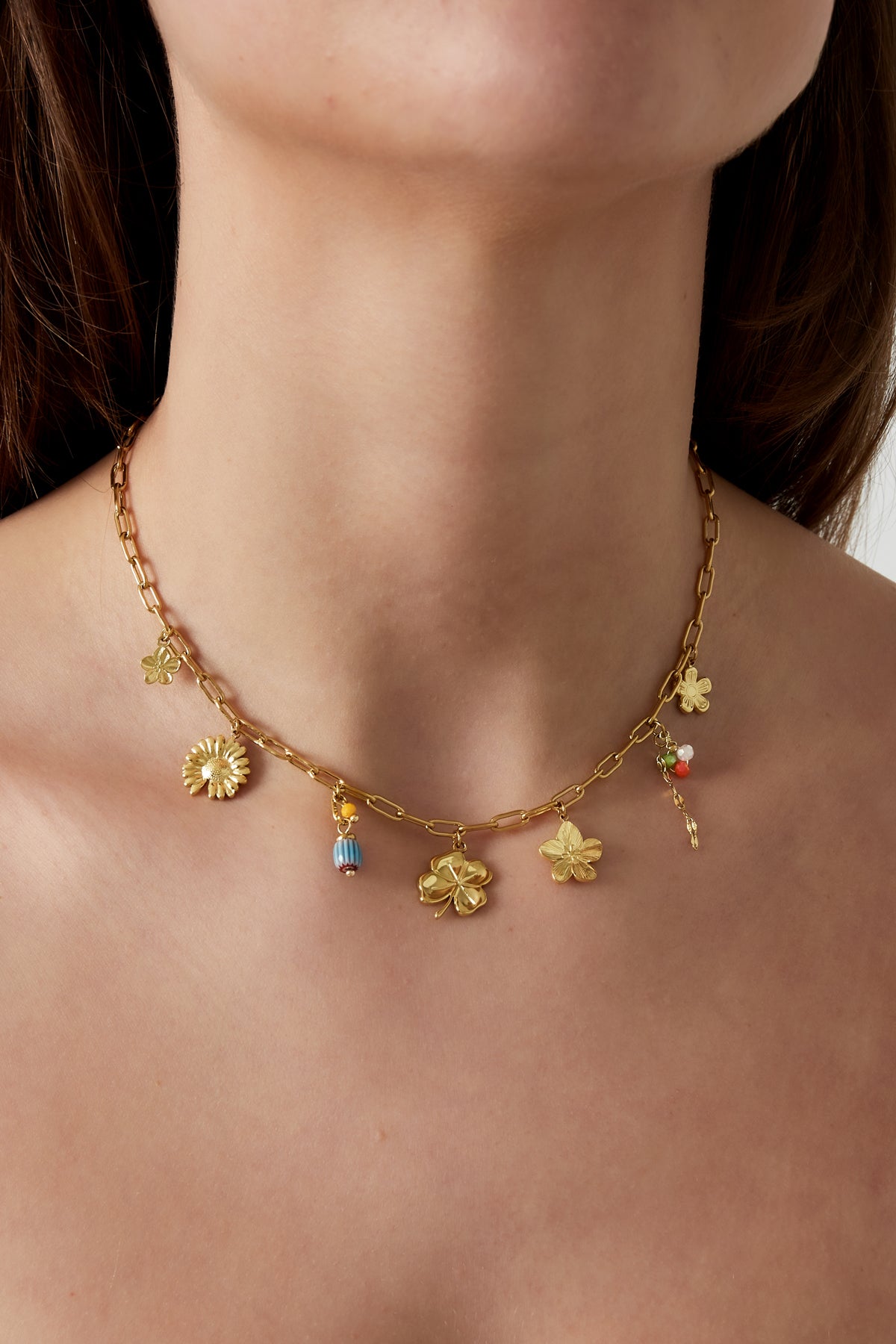 Statement ketting - Goud - Blooming Pearl