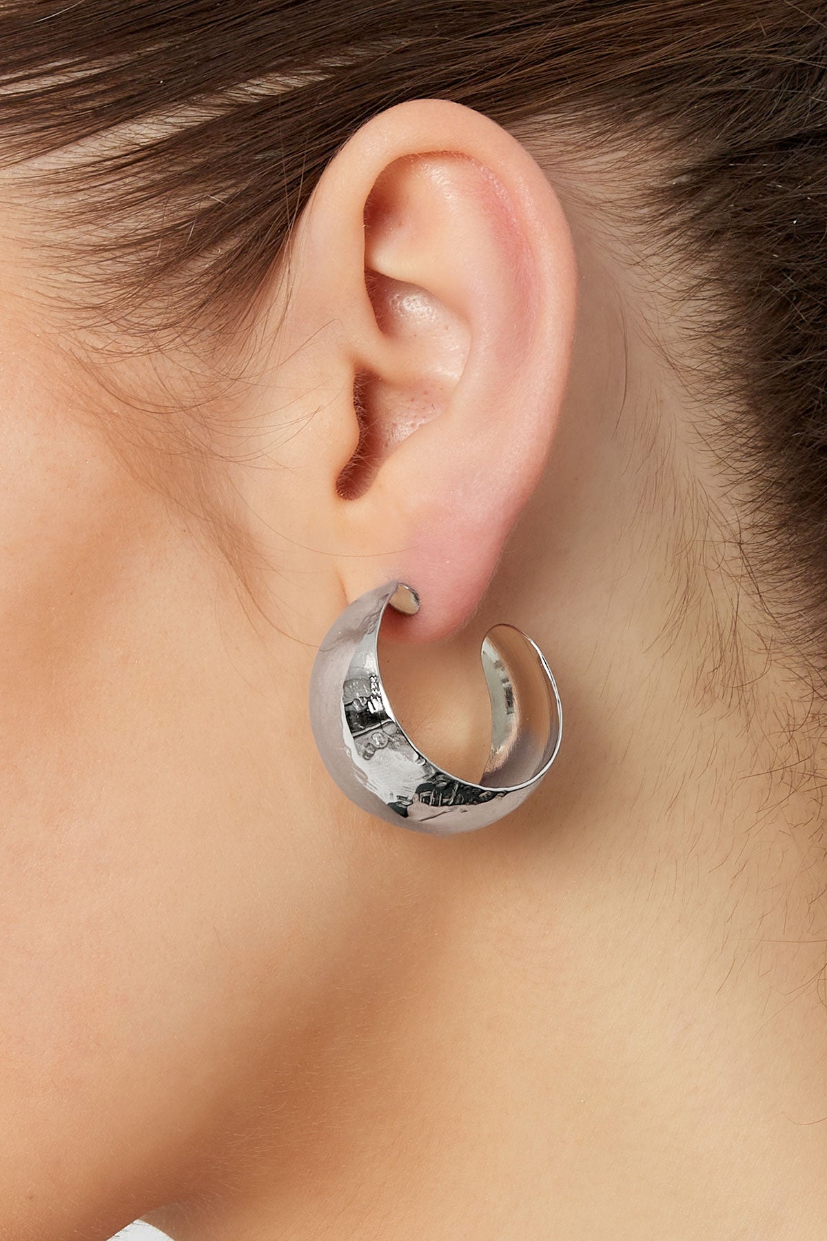 Oorbellen - Zilver - Metallic Hoops