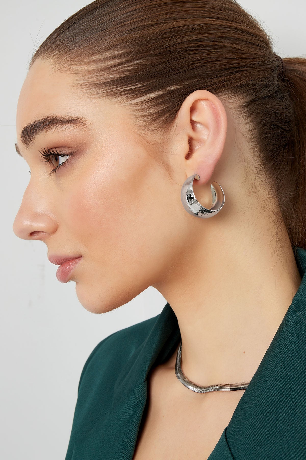 Oorbellen - Zilver - Metallic Hoops