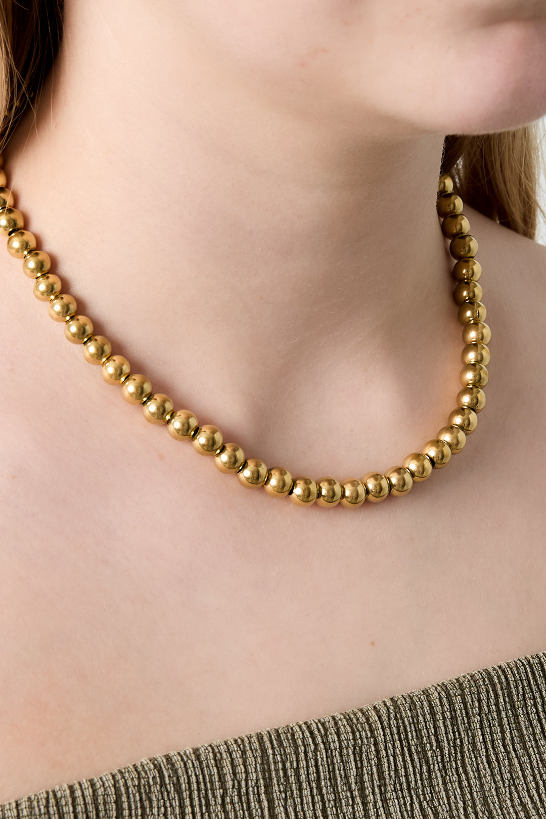 Ketting - Goud - Golden Beads 8mm