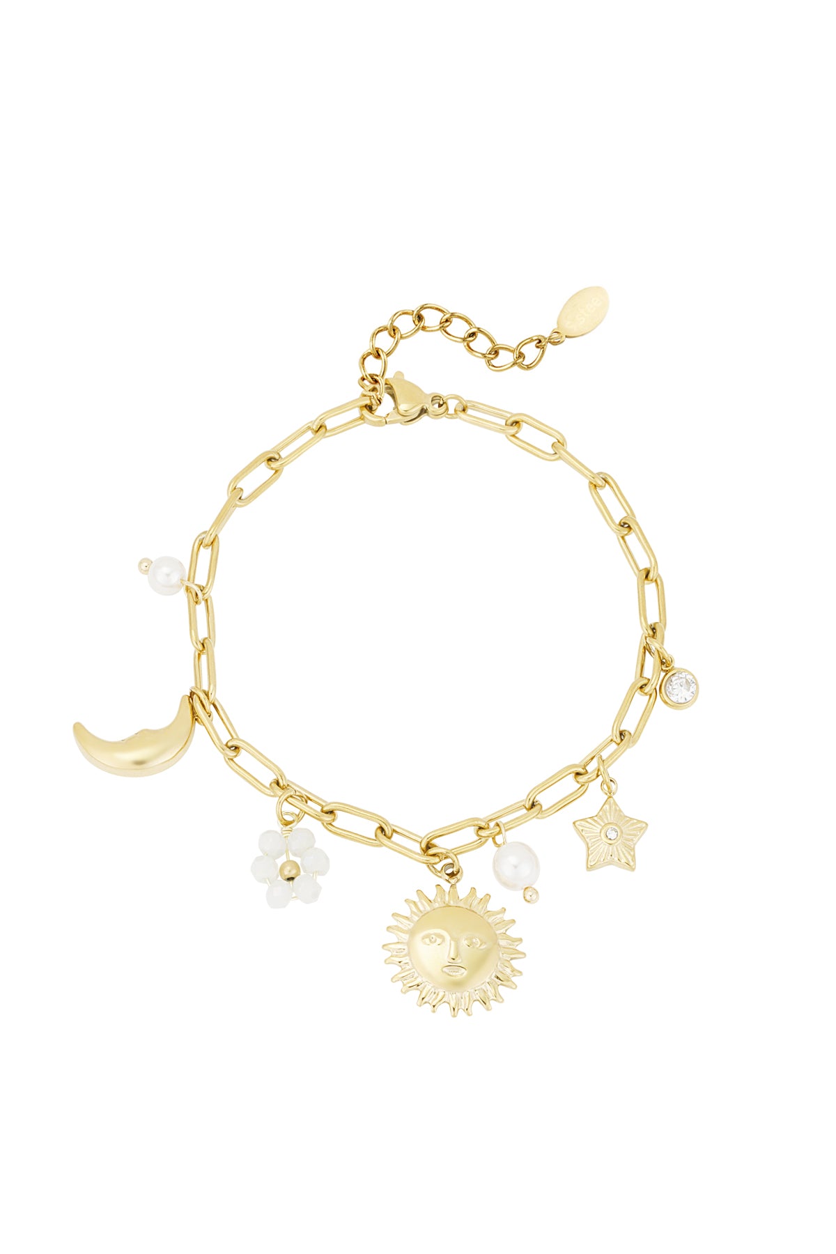 Armband - Goud - White Beads