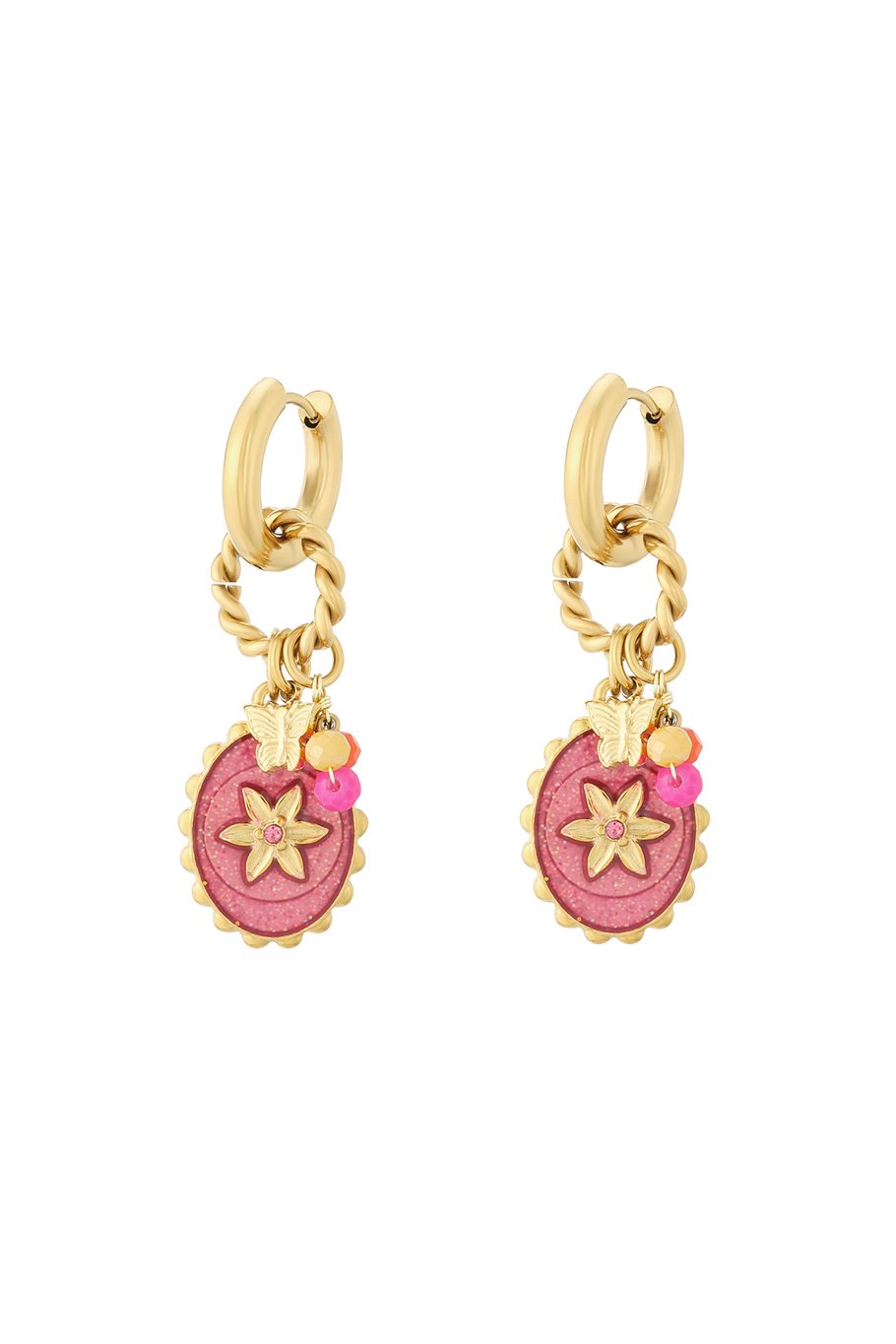 Oorbellen - Goud - Pink Stardust