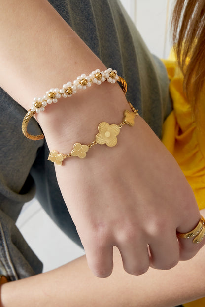 Armband - Goud - Floral Bangle