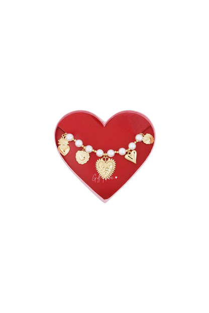 Statement armband - Goud - White Pearls